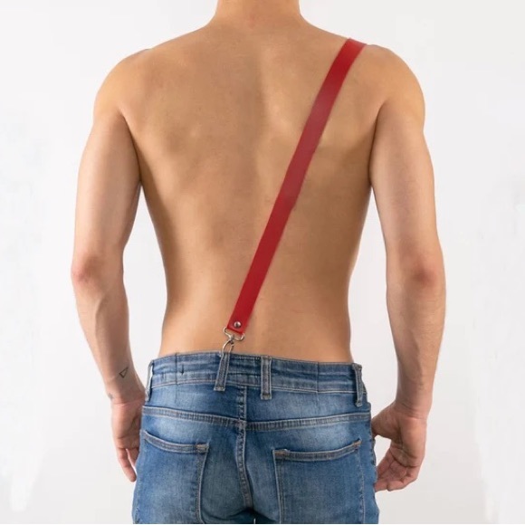 Men’s Adjustable Faux Leather Chest Harness - Picture 3 of 4